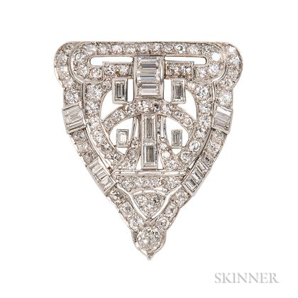 Art Deco Platinum and Diamond Dress Clip