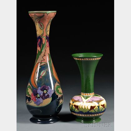 Two Gouda Pottery High Glaze Vases