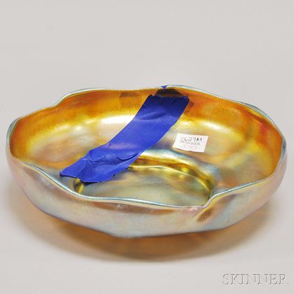 Tiffany Gold Favrile Art Glass Low Bowl