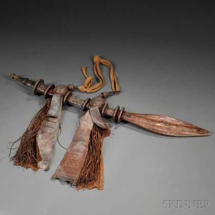 Mandingo Sword and Highly Ornate Leather Scabbard