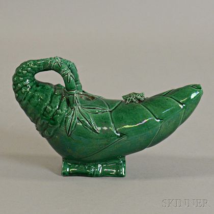 Green-glazed Handled Ewer