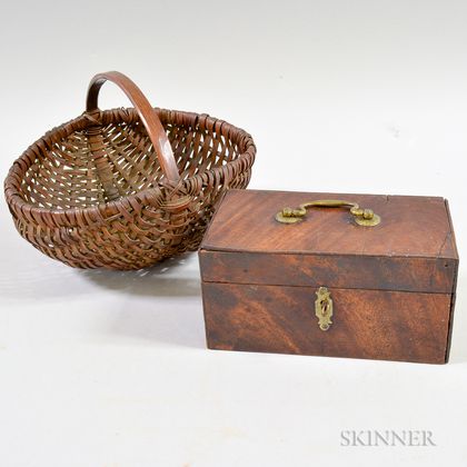 Woven Handled Basket and Wooden Box