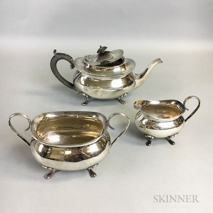 Three-piece English Sterling Silver Tea Set