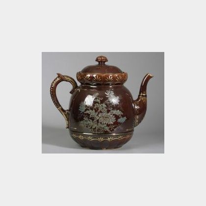 Monumental Brown Glazed Pottery Teapot