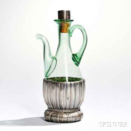 Buccellati Sterling Silver and Green Glass Bottle