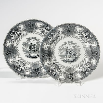 Two Staffordshire Transfer-decorated "Texian Campaigne" Plates