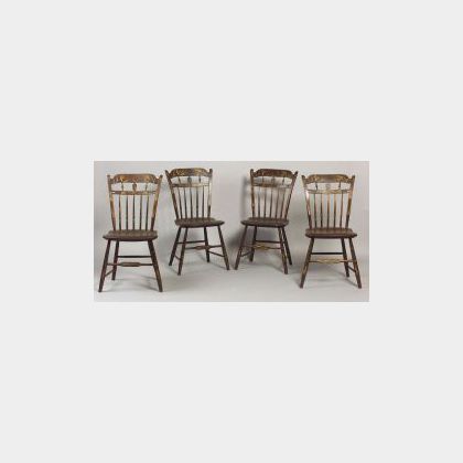 Set of Four Paint Decorated Windsor Side chairs