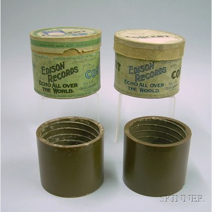 Two Edison Brown Wax Concert Phonograph Cylinders