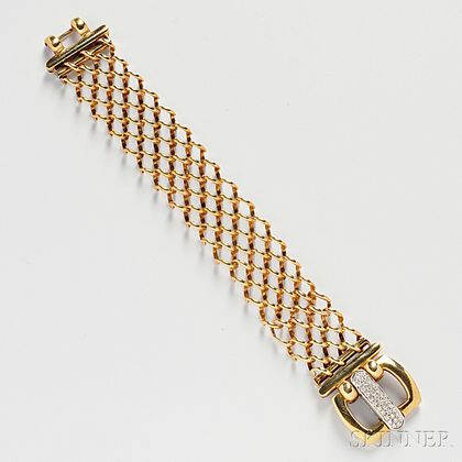 18kt Gold and Diamond Buckle Bracelet