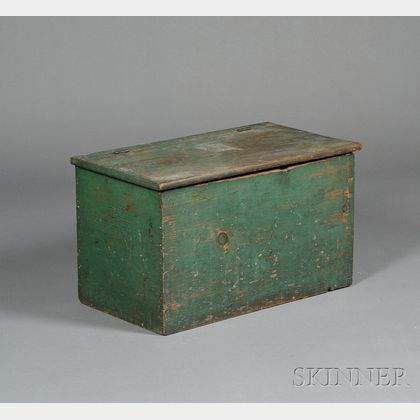 Green-painted Pine Dovetailed Wood Box