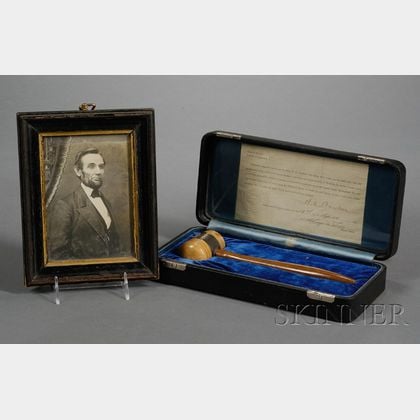Abraham Lincoln Photograph and Commemorative Gavel