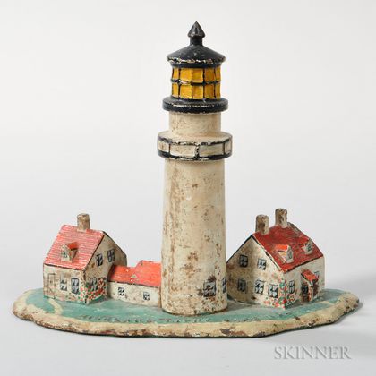 Cast Iron and Paint-decorated Highland Light Cape Cod Doorstop