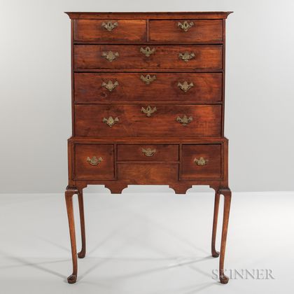 Diminutive Walnut and Pine High Chest of Drawers