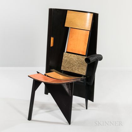 Jay Stanger Steel and Bent Plywood Sculptural Chair