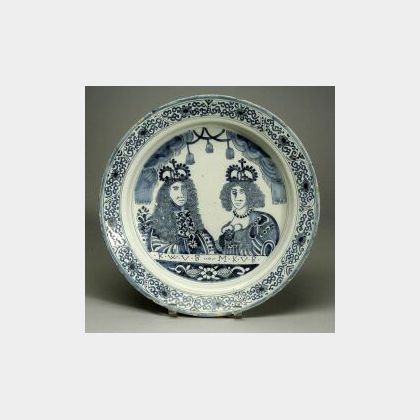 Dutch Delft Blue and White Royalist Charger