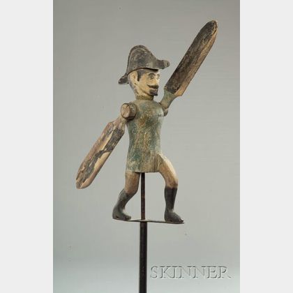 Carved and Polychrome Painted Wood and Zinc Soldier Whirligig