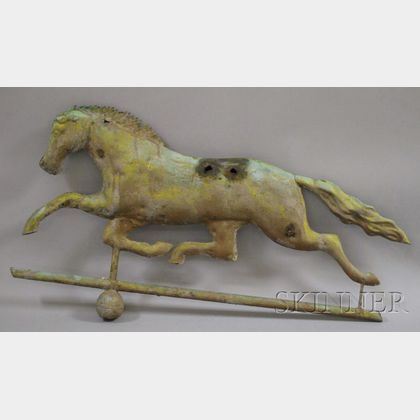 Patinated Molded Copper Running Horse Weather Vane