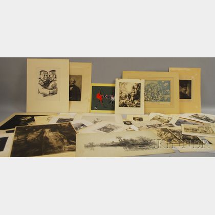 Large Group of Unframed Works on Paper