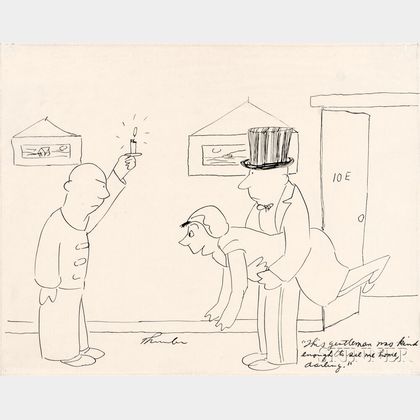 James Grover Thurber (American, 1894-1961) "This gentleman was kind enough to see me home, darling."