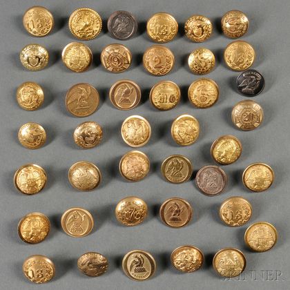 Group of Forty-one New York Militia and National Guard Unit Buttons