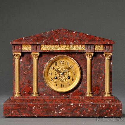 Red Marble French Mantel Clock