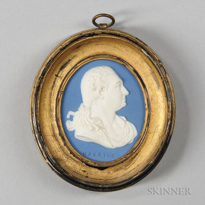Wedgwood & Bentley Solid Blue Jasper Portrait Medallion of Garrick