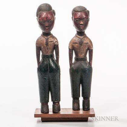 Two Polychrome Colonial Figures
