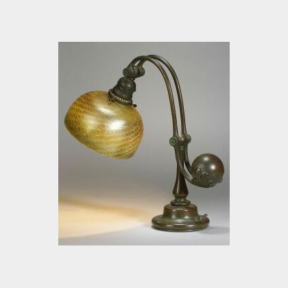 Tiffany Favrile Glass and Bronze Counter Balance Table Lamp