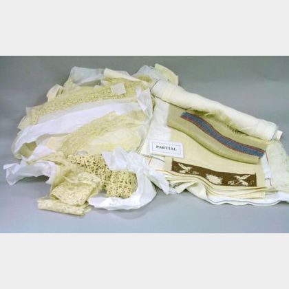 Large Assortment of Laces, Trims, and Fragments and Assorted Linens