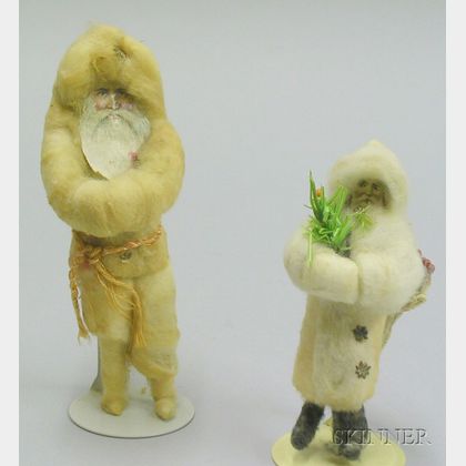 Two Cotton Batting Santa Figures