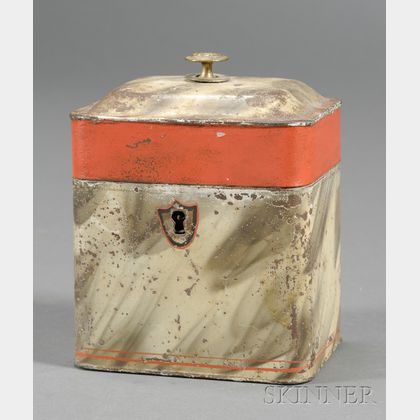 Smoke Decorated Tinware Tea Caddy