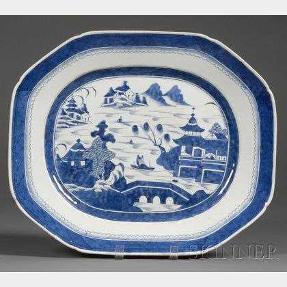 Blue and White Canton Porcelain Platter