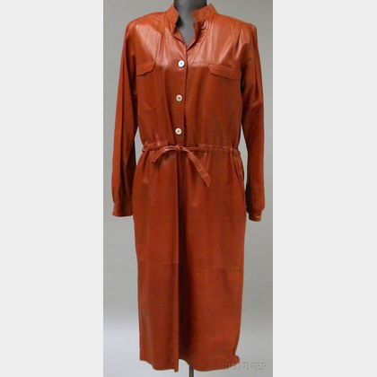 Vintage Italian Rust-colored Leather Dress