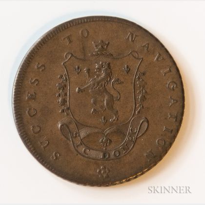 1793 Manchester "Success to Navigation" Halfpenny Conder Token, DH-135