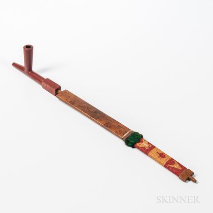 Plains Quilled Wood Stem with Catlinite Pipe Bowl