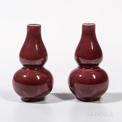 Pair of Small Flambe-glazed Vases