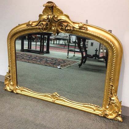 Rococo Revival Carved and Gilt Overmantel Mirror