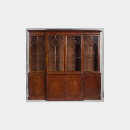 William IV Mahogany Breakfront Bookcase and Cabinet