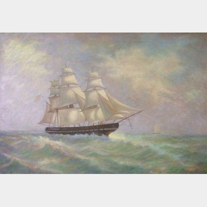 Framed Oil on Canvas of the USS Constitution (Old Ironsides)