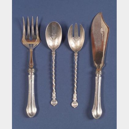 Two Pairs of Continental Silver Servers