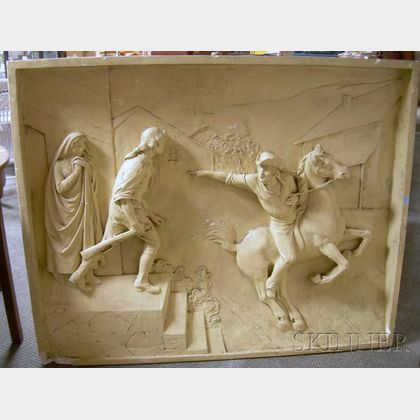 P.P. Caproni and Brother Painted Cast Plaster Relief Panel Paul Revere's Ride