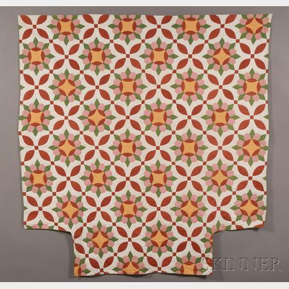 Pieced and Cotton Floral Medallion Quilt