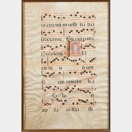 (Illuminated Manuscript Antiphonal Leaf),Spanish, 16th century
