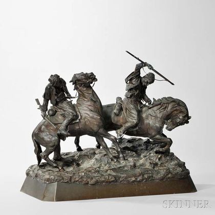 After Vasili Grachev (Russian, 1831-1905) Bronze Figure of Two Horsemen