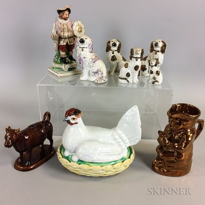 Nine Staffordshire Ceramic Figures