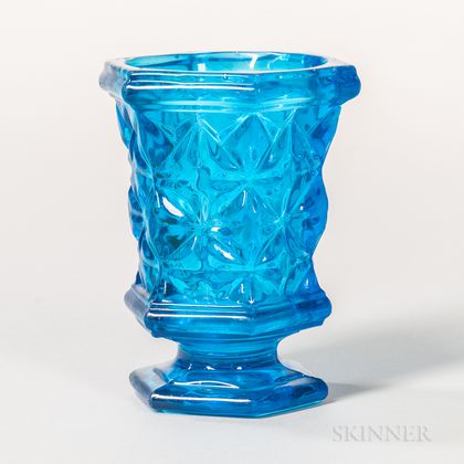 Sapphire Blue Pressed Glass Spoon Holder