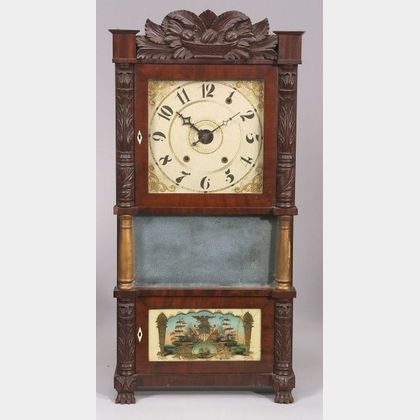 Classical Mahogany Carved Triple-decker Mantel Clock