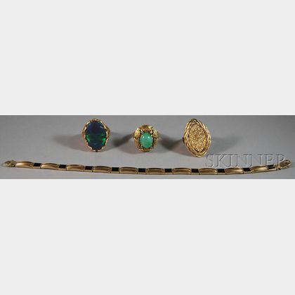 Group of 14kt Gold Gem-set Jewelry