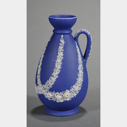 Wedgwood Dark Blue Jasper Dip Freestyle Relief Vase