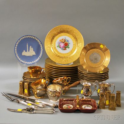 Group of Assorted Decorated Mostly Porcelain and Silver-plated Tableware